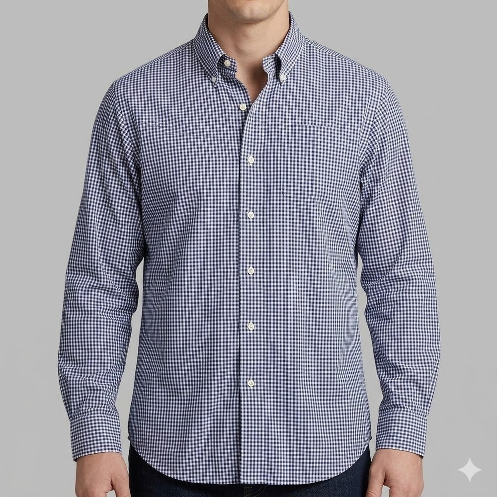 Ralph Lauren Classic Fit Gingham Check Long Sleeve Shirt Blue 17 XL EUC